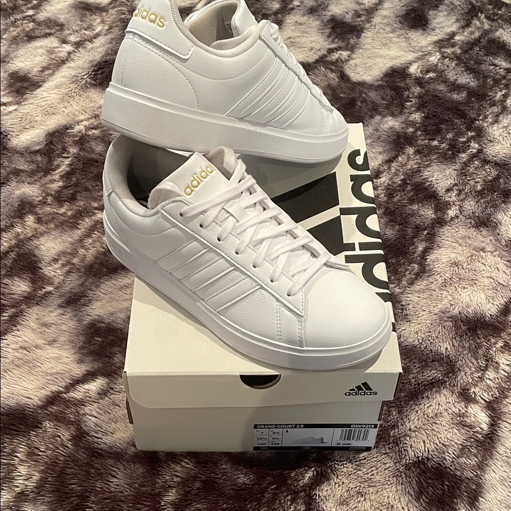Adidas White and Gold Sneakers